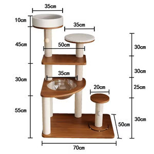 Rumah Kucing Kayu Solid Mewah Besar dengan Platform Lompat dan Tiang Garukan Sisal untuk Dalam Ruangan - Product Image 3