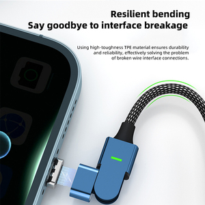 Cable de Datos USB C Magnético con Rotación de 180 Grados, Trenzado de Nailon, Carga Rápida de 5A PD27W PD100W para Teléfono Móvil - Product Image 4
