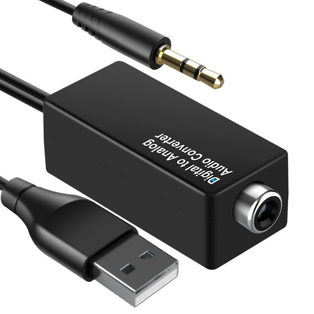 New Digital-to-Analog Audio Converter with Coaxial Fiber Optic to 3.5mm USB Amplifier Decoder DAC