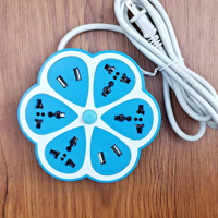 Multiprise anti-surtension 4 prises universelles avec 2 ports USB, prise d'extension créative en forme de fleur de prunier avec protection contre les surtensions
