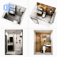 Unité de toilettes portables de luxe en acier avec douche et toilettes, salle de bain mobile préfabriquée moderne, salle de bain portable pour le camping
