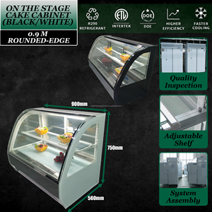 0.9M Curved Front Tempered Glass Chocolate Cake Display Freezer Showcase Stainless Steel Cake Display Cabinet with Sliding Door - Product Image 2