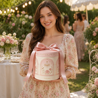 Boîte cadeau ronde personnalisée de haute qualité, emballage rigide en papier pour bouquet de fleurs de luxe avec un élégant design de nœud en ruban