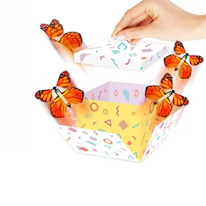 Kotak kejutan ledakan kupu-kupu kejutan buatan tangan hadiah ulang tahun pernikahan DIY ledakan kotak hadiah terbang kupu-kupu