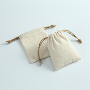 Drawstring Jewelry Bags Off White Cotton Linen Fabric 8x10cm 15x20cm Rectangular Storage Pouches For <b>Rings</b> And Accessories - Product Image 2