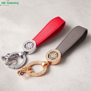 Porte-clés de voiture en métal avec <span class=keywords><strong>faux</strong></span> <span class=keywords><strong>diamant</strong></span>, personnalisable au laser avec LOGO, en cuir PU, rond, accessoires de sac avec <span class=keywords><strong>nom</strong></span> personnalisé - Product Image 2
