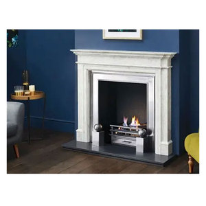 Chimenea de mármol blanco, chimenea decorativa independiente para interiores, chimenea tallada a mano, marco de chimenea elegante - Product Image 1