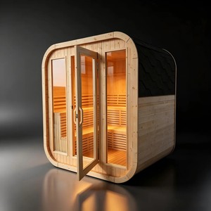 Sauna Exterior Cuadrada de Madera de Pino Blanco para 4 Personas, con Calentador Eléctrico de 9KW, Tradicional, Ecológica y de Fácil Operación - Product Image 3