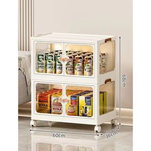 Venta al por mayor de Puertas Abiertas apilables cajas de almacenamiento plegables duraderas contenedores de 2 capas caja de plástico plegable con ruedas - Product Image 1