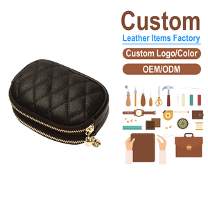 Genuine Leather Women's Coin <b>Purse</b>, Top Grain Cowhide Argyle Quilted Wallet, OEM/ODM Custom Factory, Cute <b>Small</b> Change Pouch - Product Image 2