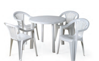 Table en plastique blanche ronde durable de haute qualité pour cour extérieure de balcon