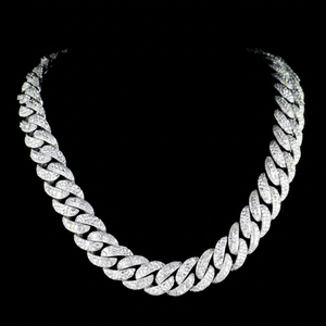Luxury S925 Silver Rhodium Plated Moissanite <b>Rope</b> <b>Chain</b> Necklace Round Brilliant Cut Channel Setting Statement Necklace - Product Image 1