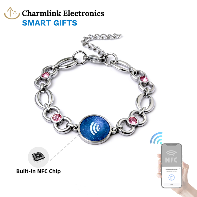 RFID Multi Style Stainless Steel NFC Waterproof Bracelet Luxury Stackable Ladies Wristband Custom Pattern Membership Card Hotel