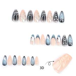 Vente en gros de 24 pièces d'<span class=keywords><strong>ongles</strong></span> artificiels en ABS, carrés, français, amande, 3D, fabriqués à la <span class=keywords><strong>machine</strong></span>, réutilisables, kit d'<span class=keywords><strong>ongles</strong></span> artificiels à presser personnalisés - Product Image 5