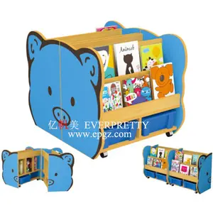 Cute Bear Shape Design School Library Furniture Bookshelf for Children Use