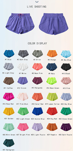 Shorts de yoga taille haute pour femmes ponçage à trois points Fitness Gym Biker côtelé sans couture hanche motif solide Shorts de sport - Product Image 2