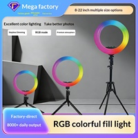 Luz de Relleno RGB para Transmisión en Vivo y Fotografía de Selfies, Temperatura de Color Ajustable 2500K-9900K, Control Táctil Remoto, Triple Anillo ABS