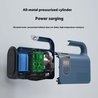Pompe à air de voiture électrique portable double cylindre en plastique ABS 12V Affichage numérique pour utilisation d'urgence Boîte d'emballage Gonfleur de pneu