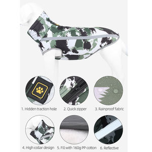 S à 6XL chaud rembourré réfléchissant chien veste imperméable chiot petit moyen grand géométrique Graffiti chien <span class=keywords><strong>vêtements</strong></span> avec laisse trou - Product Image 2