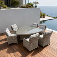Ensemble de fauteuils rétro en rotin rond | Table triangulaire en forme de coeur | Meubles de patio vintage en rotin naturel Couleurs personnalisées