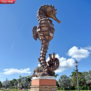 Statue de <span class=keywords><strong>hippocampe</strong></span> en bronze YOUFINE, patine verte, sculpture de vie marine pour la décoration de jardins en bord de mer et de piscines de complexes hôteliers - Product Image 5