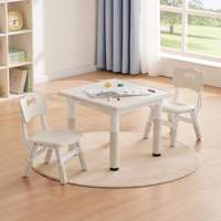 Ensemble table et chaises en plastique écologique pour enfants de maternelle, avec plateau réglable en hauteur et motif graffiti, idéal pour chambre et salon