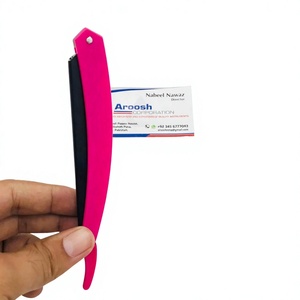 Wholesale Black Pink Professional Barber <b>Straight</b> <b>Razor</b> with Custom Logo Sustainable Stainless Steel Plastic Handle for Face Use - Product Image 2