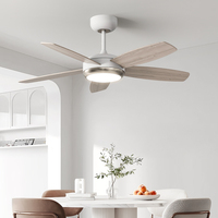 Ventilateur de plafond LED décoratif moderne de 52 pouces avec télécommande, haut-parleur Bluetooth et éclairage, nouveauté 2026, provenance Chine