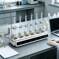 Équipement de laboratoire : Mantille chauffante à 6 positions avec contrôle de température et appareil d'extraction Soxhlet complet en verre de 250 ml