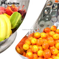 Plateau de service Huadison en acier inoxydable martelé, grand plateau de buffet en forme de lune pour restaurant, saladier