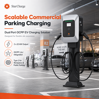 Chargeur EV StarCharge Saturn à double port avec intégration OCPP pour les stations de recharge commerciales en zone de stationnement