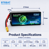 Paket Baterai UAV Industri 22.2V 35000mAh 3C Kapasitas Tinggi Dapat Diisi Ulang untuk Drone Survei Pemetaan Inspeksi Infrastruktur