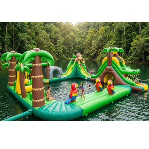 Parque acuático inflable modular gigante, hermético, para diversión al aire libre en verano, con circuito de obstáculos acuáticos para lagos. - Product Image 6