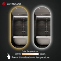 Miroir LED tactile intelligent de haute qualité pour chambre à coucher, design moderne, ovale, anti-buée, miroir éclairé
