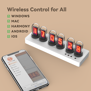 แสงดิจิตอลที่มีสีสันมินิ IPS <span class=keywords><strong>Nixie</strong></span> WIFI นาฬิกาตั้งโต๊ะสําหรับห้องเล่นเกม Elekstube เดสก์ท็อปนาฬิกาดิจิตอลตกแต่ง - Product Image 4
