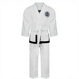Uniforme de Taekwondo ITF Unisex Económico, 220g Poliéster/Algodón, Antiencogimiento, Corte Regular con Cuello Blanco - Product Image 1