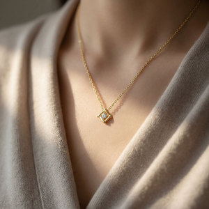 Popular Wholesale Manufacturer Export Link Chain <b>Pendant</b> Necklace Fine Jewelry 18K <b>Solid</b> <b>Gold</b> Natural Diamonds <b>Pendant</b> Necklace - Product Image 6