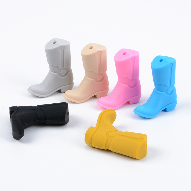 2022 пищевой силикон, бусины для прорезывания зубов для новорожденных, ботинки, ковбойская шляпа, силиконовые бусины без бисфенола А, силиконовые бусины для новорожденных