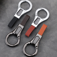Porte-clés de voiture en alliage de zinc et cuir véritable, anti-perte, minimaliste, avec clip ceinture, à suspendre à la taille, cadeau compatible BMW Toyota Honda