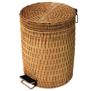 Cubo de basura de ratán Simple a la moda, Cubo de basura <span class=keywords><strong>con</strong></span> <span class=keywords><strong>Pedal</strong></span> de pie <span class=keywords><strong>con</strong></span> tapa para cestas de papel usado, cubos de basura - Product Image 1