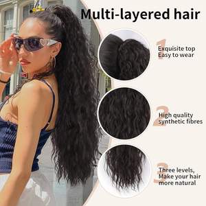 ผมปลอมหางม้าแบ<span class=keywords><strong>บ</strong></span>ยาวหยักศก คล้ายผมจริง <span class=keywords><strong>สี</strong></span>ดำ/น้ำตาล 30 นิ้ว ฟูเป็นธรรมชาติ สำหรับผู้หญิง - Product Image 2