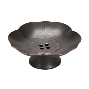 Plateau à fruits haut en céramique de style chinois, forme irrégulière, sur pied, pour le thé, les collations et l'usage domestique - Product Image 4