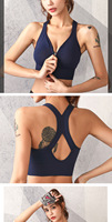 Soutien-gorge de sport OEM sans coutures à fermeture éclair croisée sur le devant, grande taille, respirant, séchage rapide, pour la course, l'entraînement, la gym, le yoga, motif uni pour femme