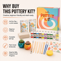 Kit de poterie à séchage à l'air sans four, outils de sculpture, peinture acrylique, vernis brillant, coffret cadeau, pour débutants, DIY, personnalisable, OEM, ODM, vente en gros