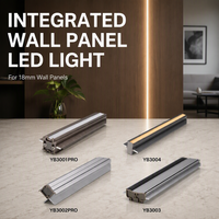 Panneau mural avec éclairage LED, profil LED en aluminium pour éclairage de panneau mural intérieur de 18 mm, YBHQB-21