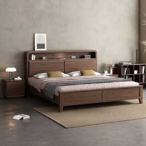 Black Walnut Solid Wood <b>Bed</b> 1.8M Platform Storage <b>Bed</b> Modern Minimalist Double <b>Bed</b> For Master Bedroom - Product Image 3