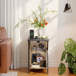 Soporte de noche con cargador inalámbrico moderno Kainice para <span class=keywords><strong>iPhone</strong></span> <span class=keywords><strong>Apple</strong></span> <span class=keywords><strong>Watch</strong></span>, mesitas de noche para dormitorio, sala de estar, diseño acanalado - Product Image 3