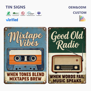 Wholesale <strong>Vintage</strong> <strong>Music</strong> Tin Signs Custom Retro Cassette Tape Old Radio Metal Plaque Bar Home Wall Decor Metal <strong>Poster</strong> - Product Image 1