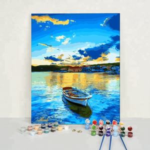 Peinture par numéros sur toile, paysage encadré, <span class=keywords><strong>calligraphie</strong></span>, 24 couleurs, 40x50, acrylique - Product Image 2