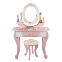Juego de simulación de tocador de madera para niñas, juguetes de maquillaje y disfraces